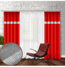 Curtain with plater tape and with zircons 140x250 cm red