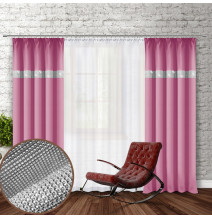 Vorhang mit Band und Zirkonen 140x250 cm pink