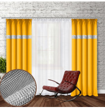 Závěs na řasící pásce se zirkóny 140x250 cm žlutý