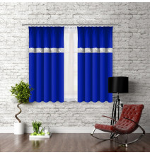 Curtain with plater tape and with zircons 140x160 cm azure blue
