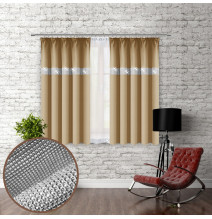 Curtain with plater tape and with zircons 140x160 cm beige