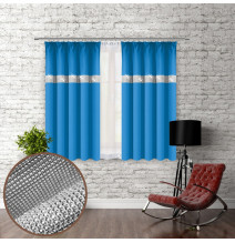 Tenda con nastro e zirconi 140x160 cm ceruleo