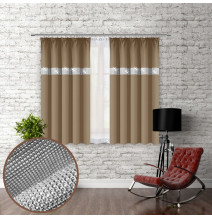 Curtain with plater tape and with zircons 140x160 cm mocca