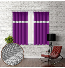 Curtain with plater tape and with zircons 140x160 cm fuxia