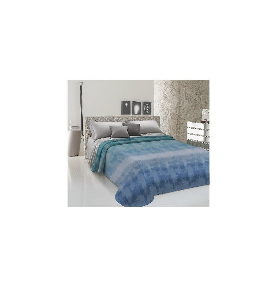 Přikrývka na postel Piquet Duha modrá