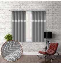 Curtain with plater tape and with zircons 140x160 cm gray