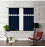 Curtain with plater tape and with zircons 140x160 cm dark blue