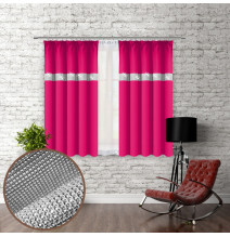 Curtain with plater tape and with zircons 140x160 cm fuxia