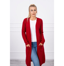 Modischen langen Pullover mit Taschen MI2020-3 rot