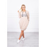 Dress with reflective print beige