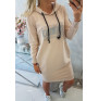 Dress with reflective print beige