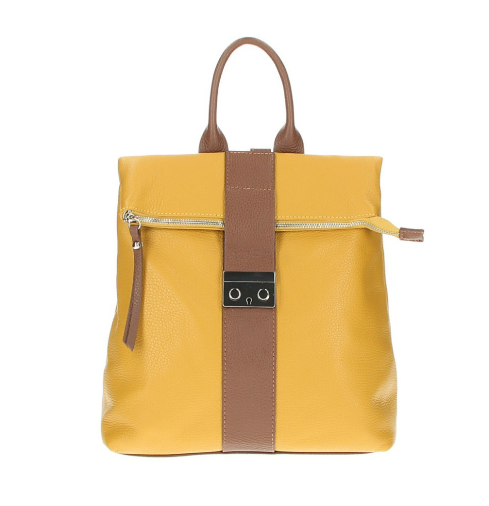 Leather backpack 576 mustard Made in Italy