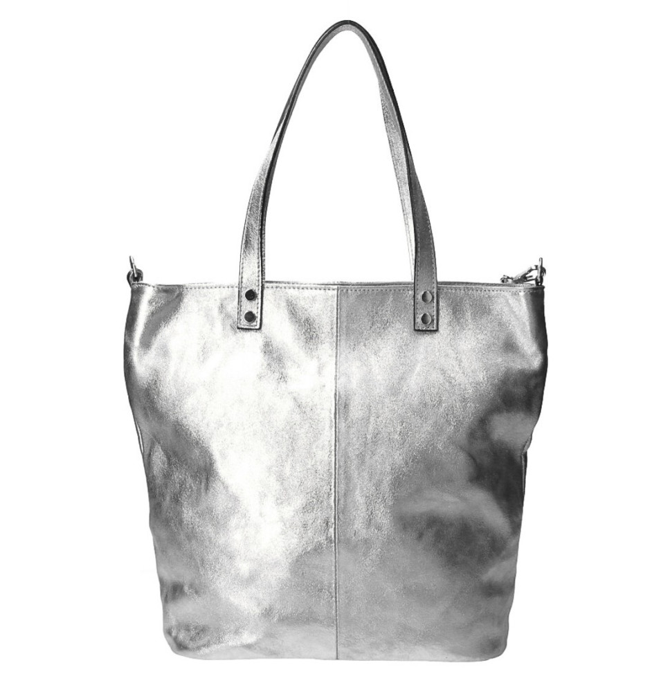 Genuine Leather Maxi Bag 165 silver MADE IN ITALY