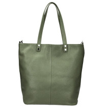 Genuine Leather Maxi Bag 165 military green MADE IN ITALY