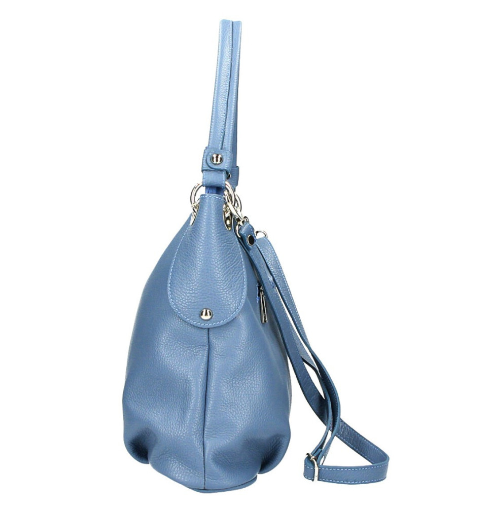 Kožená kabelka 168 blankytna modrá Made in Italy Blankytna modrá