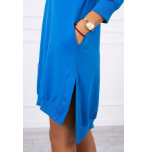Dress with extended back and with e hood MI9078 bluette