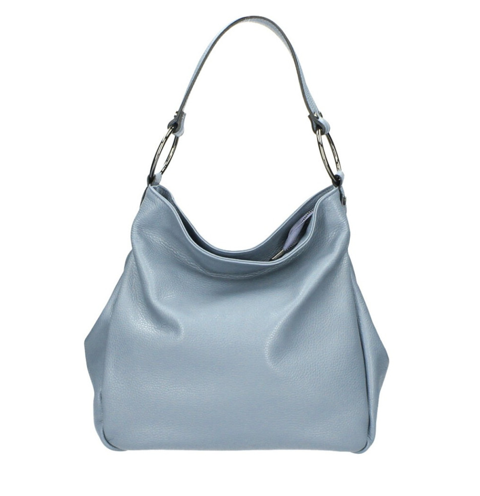 Kožená kabelka 1081 blankytne modrá Made in Italy Blankytna modrá