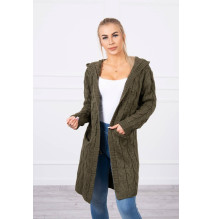 Dámský svetr s kapucí a kapsami MI2019-24 khaki