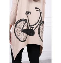 Women's sweatshirt with print of bicycle MI9139 beige