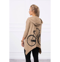 Women's sweatshirt with print of bicycle MI9139 camel