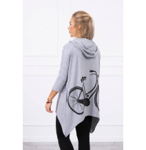 Women's sweatshirt with print of bicycle MI9139 gray