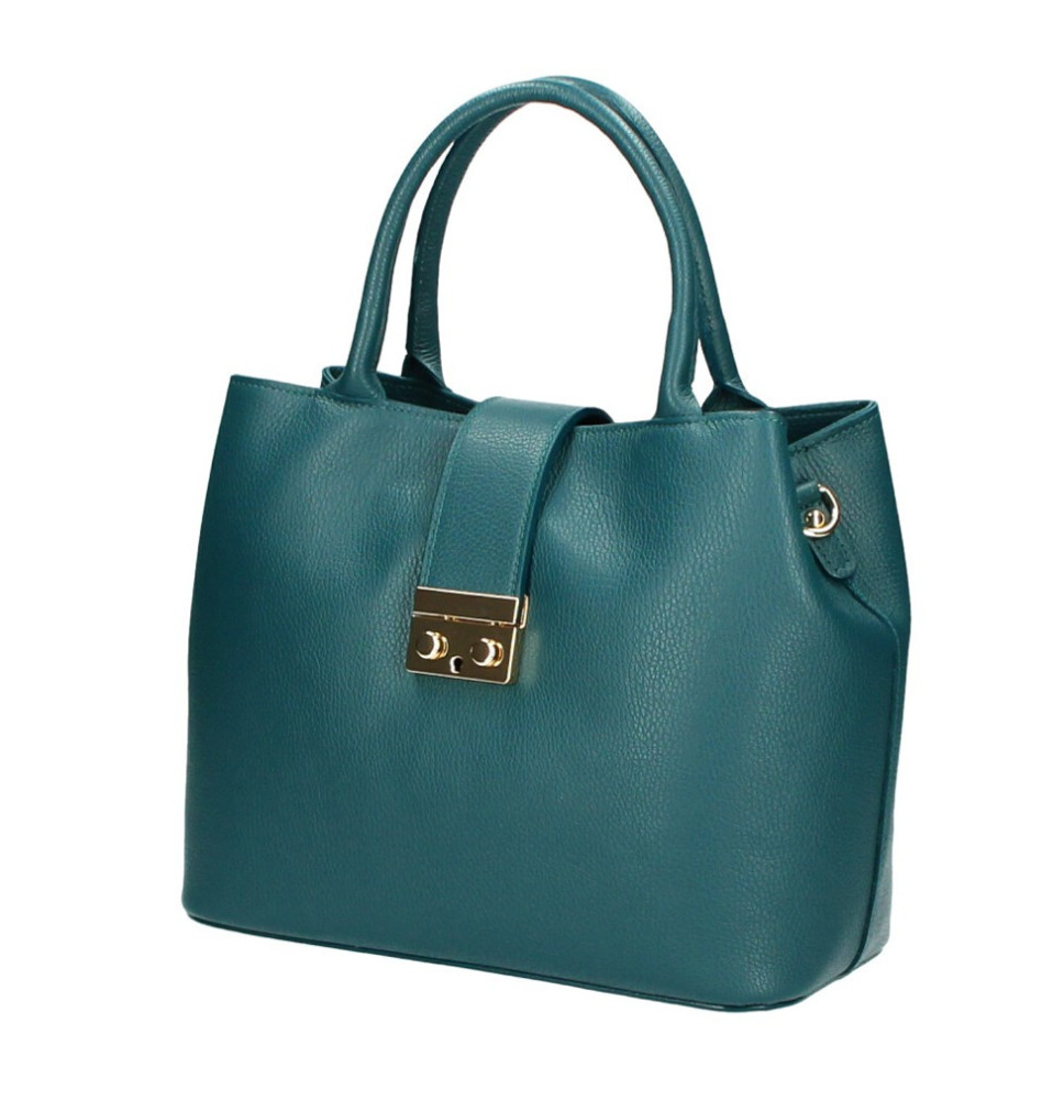 Damen EchtLeder Handtasche 1137 blaugrün Made in Italy