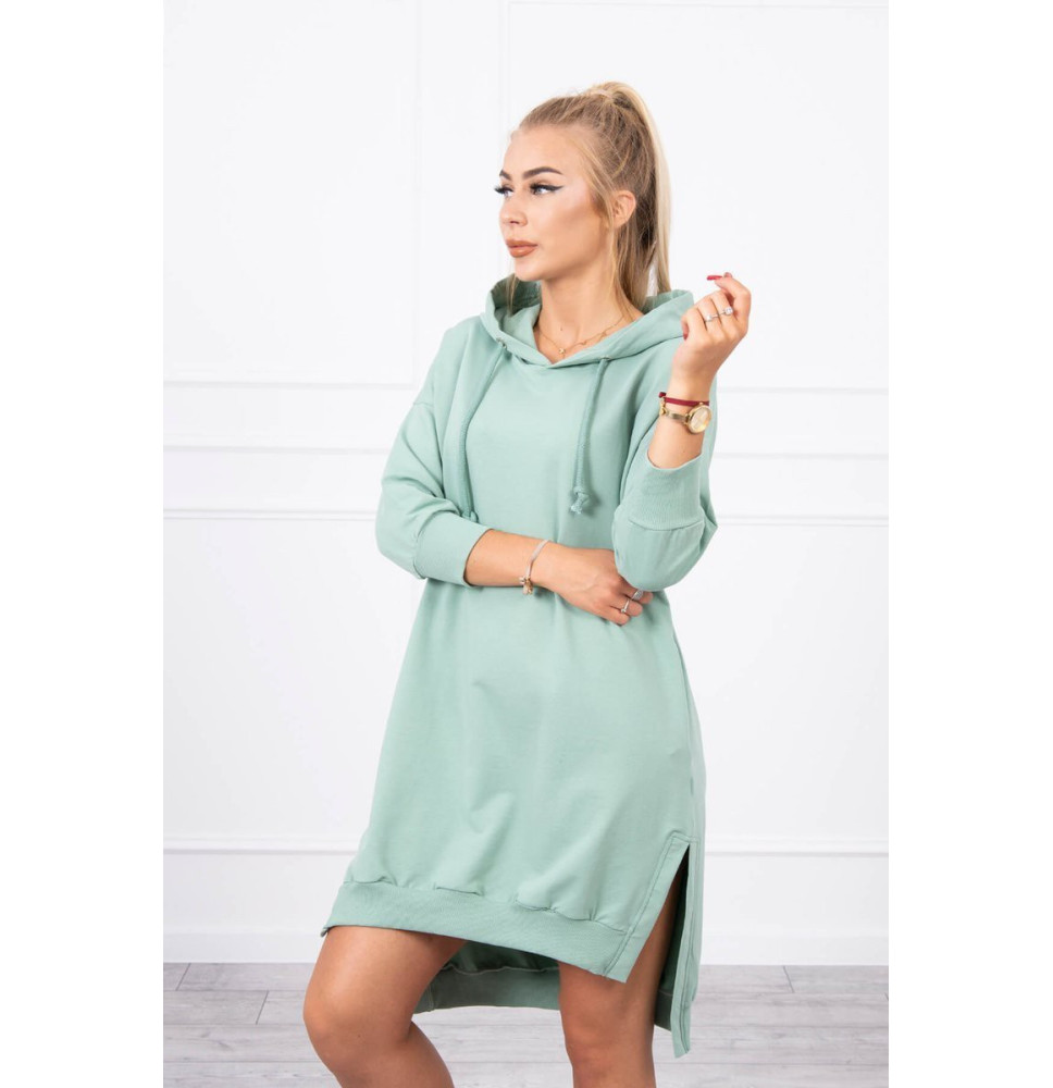 Dress with extended back and with e hood MI9078 dark mint