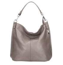 Leather shoulder bag 981 Made in Italy dark taupe