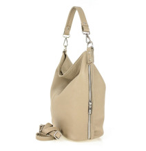 Leather shoulder bag 981 Made in Italy dark taupe