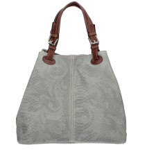Genuine Leather Handbag Python stamp 35 gray