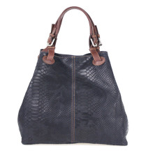 Genuine Leather Handbag Python stamp 35 blue