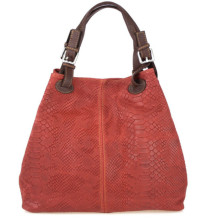 Genuine Leather Handbag Python stamp 35 red