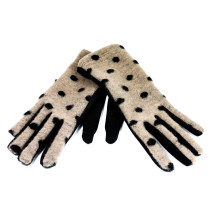 Dámske bodkované rukavice GLC39 béžové Made in Italy