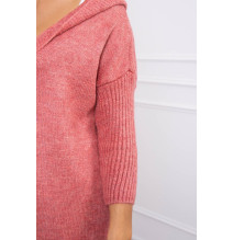 Sweater with hood MI2020-14 dark pink