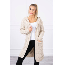 Women's sweater with hood and pockets MI2019-24 light beige