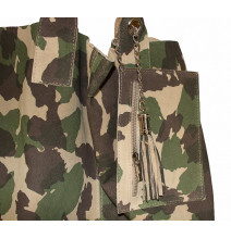 Katonai zöld  bőr táska, velúr kivitelben - 804