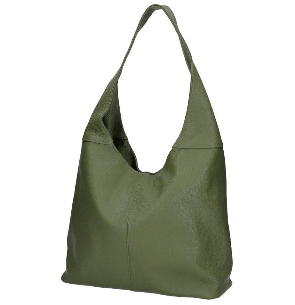 Leather shoulder bag 590 military green MADE IN ITALY