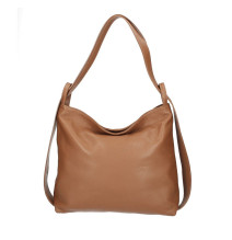 Leather shoulder bag 579 cognac Made in Italy