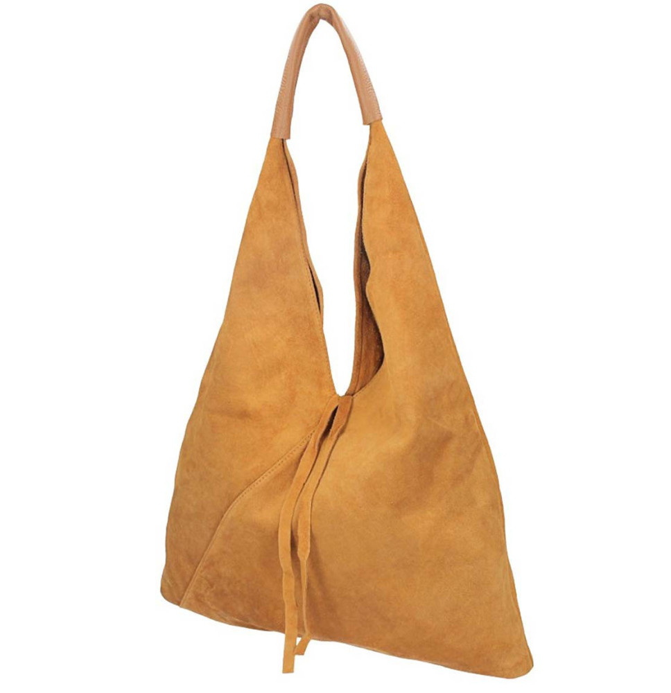 Hnedá kožená kabelka na rameno v úprave semiš 184 Hnedá