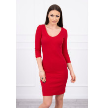 Women's neckline dress MI8863 red