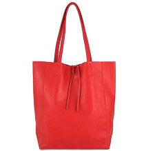 Kožená shopper kabelka 396 červená