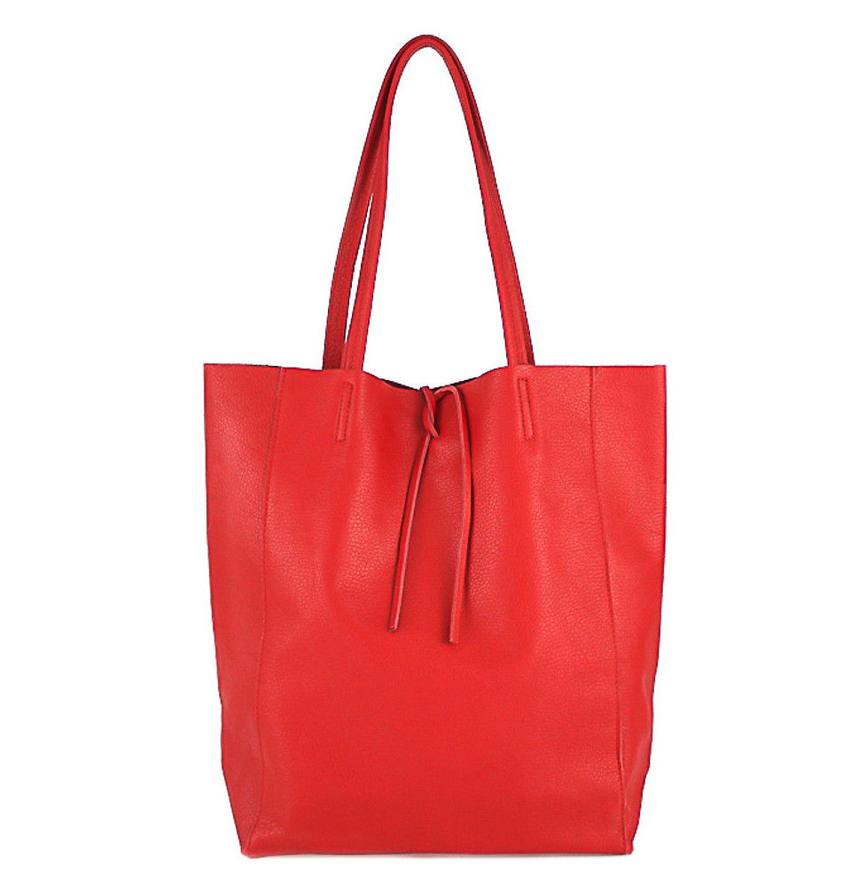 Kožená shopper kabelka 396 červená
