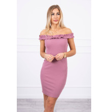 Of the shouldrer dress with frills MI9097 dark pink