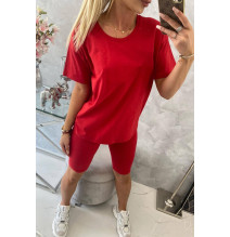 Set top da donna con leggings corti MI9099 rosso