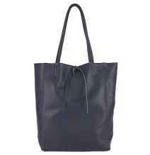 Genuine Leather Maxi Bag 396 dark blue
