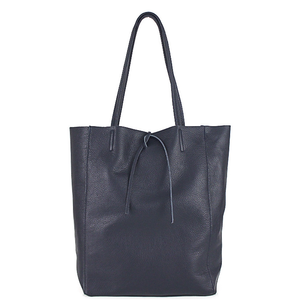 Kožená shopper kabelka 396 tmavě modrá
