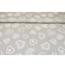 Fabric white hearts