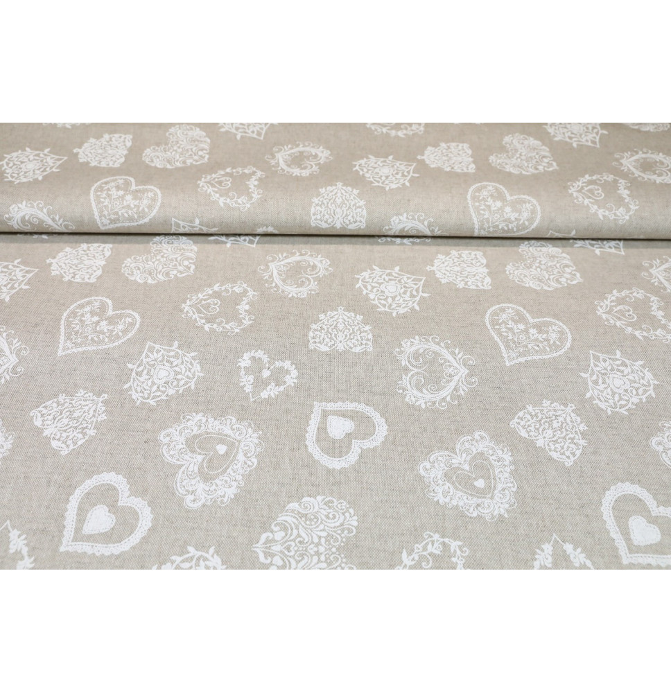 Fabric white hearts