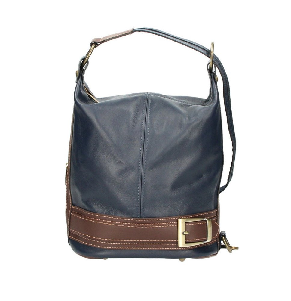 Genuine Leather Shoulderbag/Backpack 1201 dark blue Made in Italy