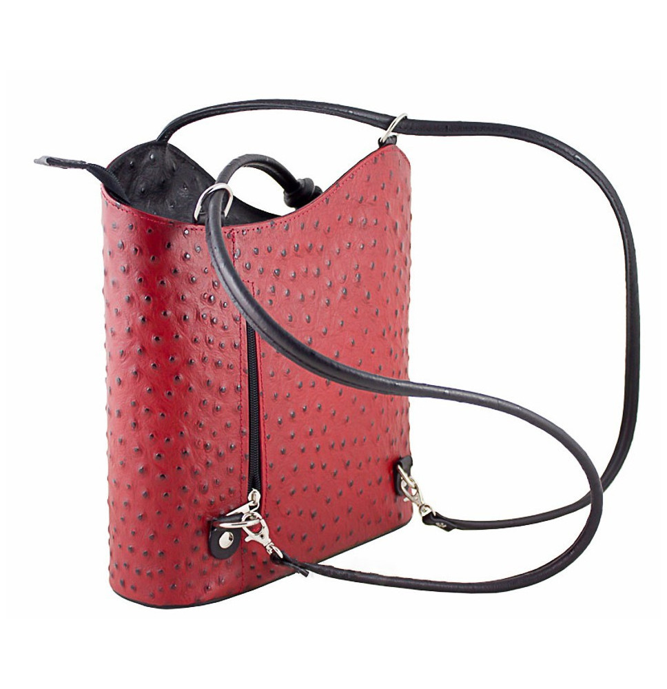 Kožená kabelka na rameno/batoh 1260 červená Made in Italy Červená